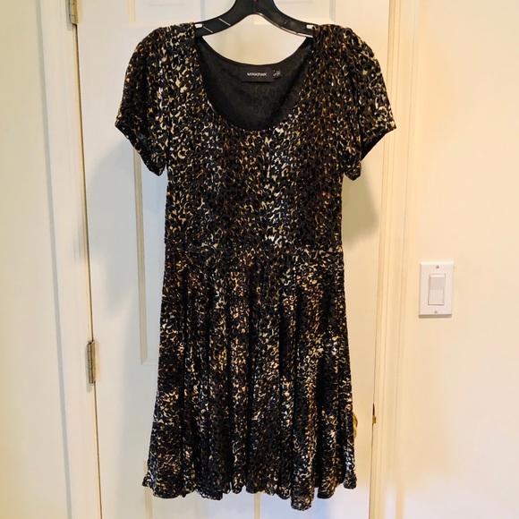 MINKPINK Velvet Leopard Print Fit and Flare Dress - Picture 2 of 5
